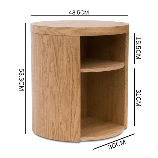 Peral Round Wooden Bedside Table