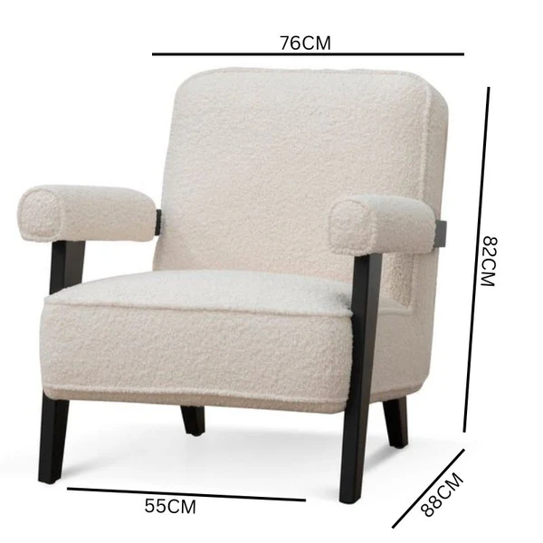Roma Armchair - Ivory White Wool
