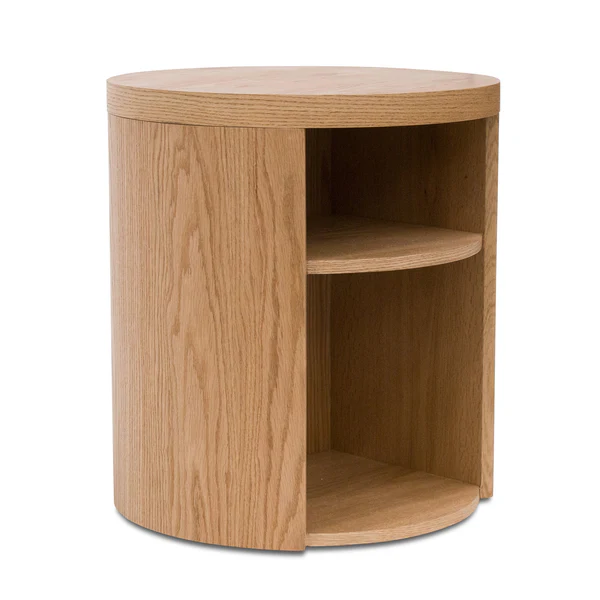 Peral Round Wooden Bedside Table