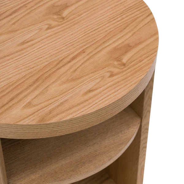 Peral Round Wooden Bedside Table