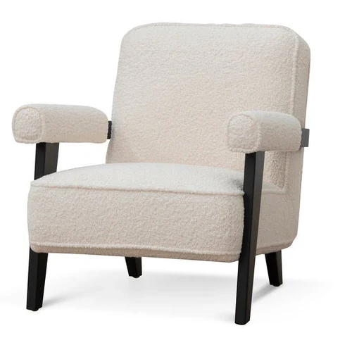 Roma Armchair - Ivory White Wool